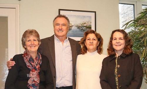 Huw Watts and staff: Rosemary, Luana and Clare